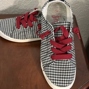 Jellypops snickers 7.5m blackand white houndstooth with maroon strings